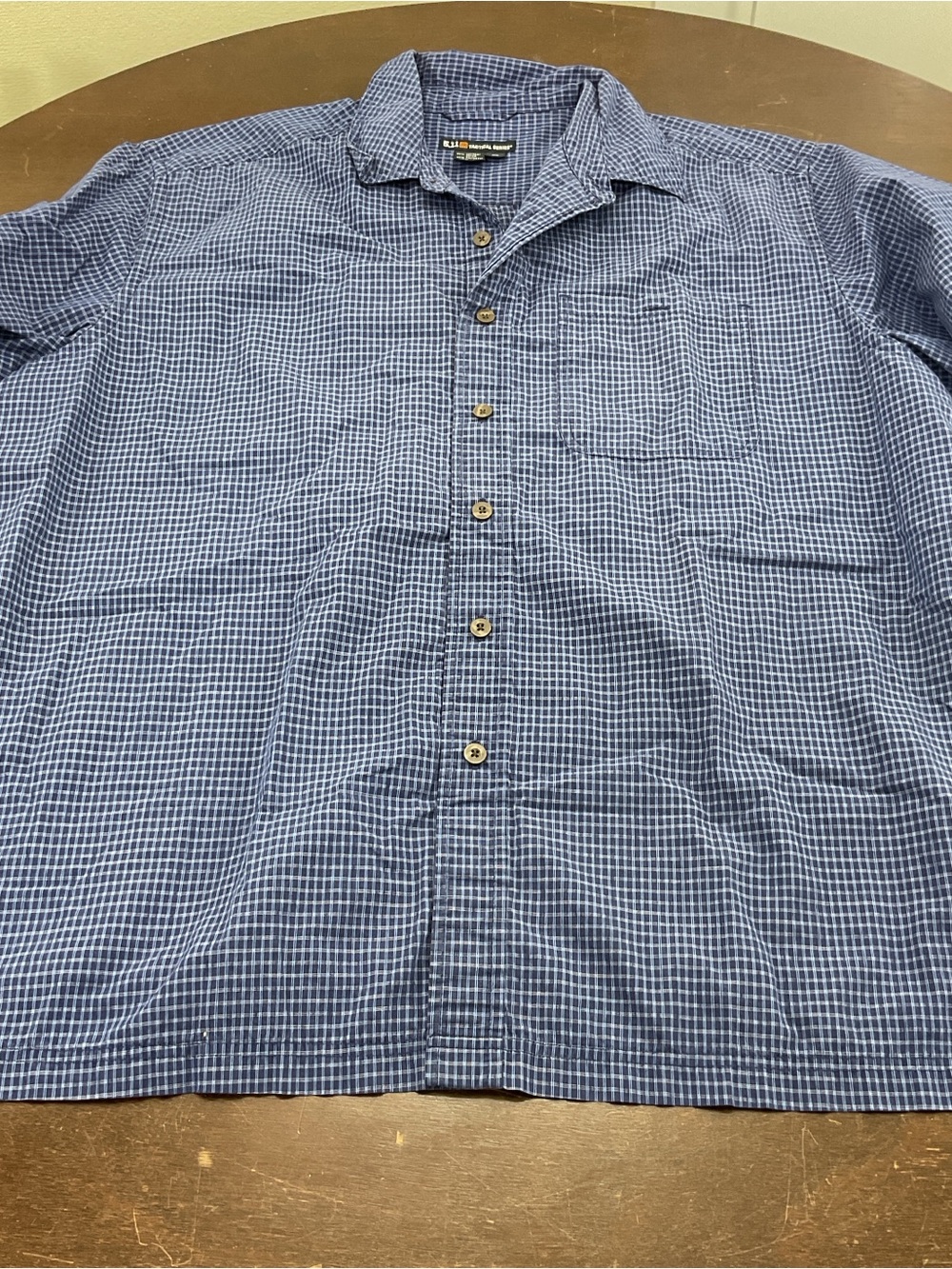 5.11 Tactical Navy Blue Check Casual Button-Down Shirt